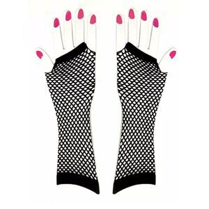 Goth Black LONG FISHNET MESH ARM Fingerless Cosplay Costume Gloves